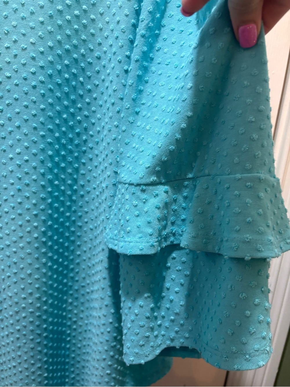 Ruby Rd. Large Women's Teal Textured Ruffle Sleeve Top - Picture 7 of 16